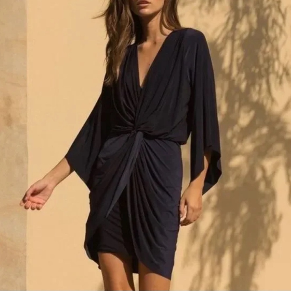 NWT - MISA Los Angeles Teget 3/4 Bell Sleeve Mini Dress in Black - Size Medium